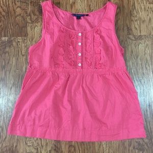 Boden Pintuck Coral Applique Tank Top Size 12